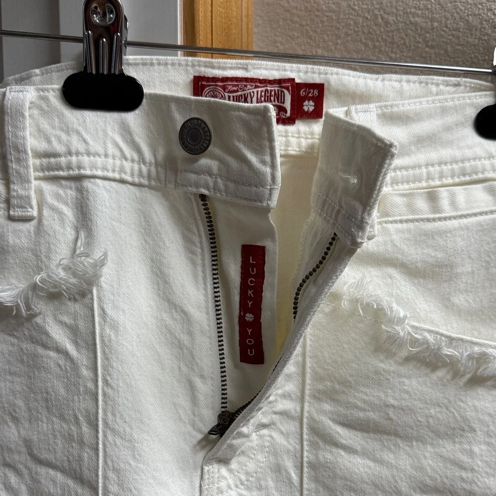 Legend Raw Hem Patch Pocket Crop Wide Leg Jeans - Picture 3 of 4